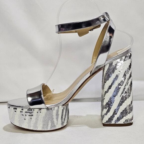 Michael Kors Women's Ashton Sequin Zebra Print Platform Sandal Size 8.5 NWT - Picture 3 of 7